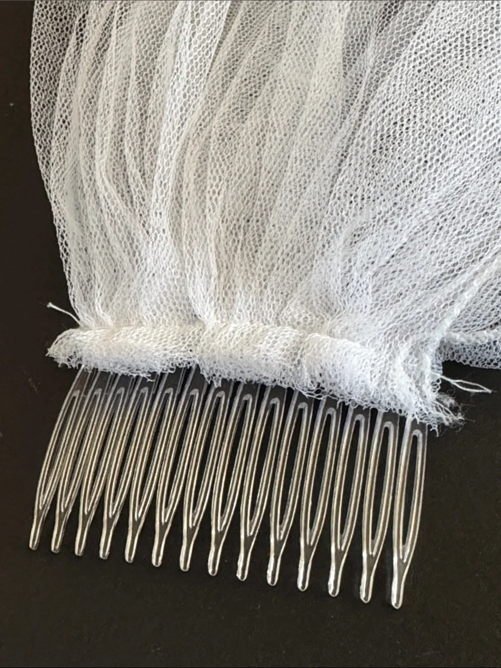 White Short Veil Comb